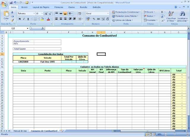 Planilha De Controle Entrada E Saída De Veículos Excel Download