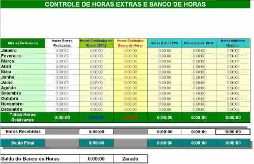 Planilha de Controle de Banco de Horas 3