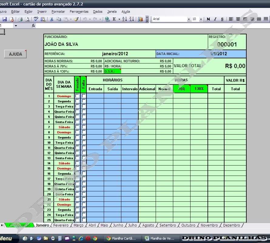 Planilha De Horas Trabalhadas Planilhas Excel Grátis Para Download