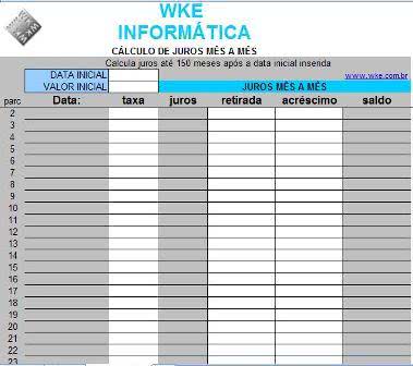 Planilha de Controle de Juros