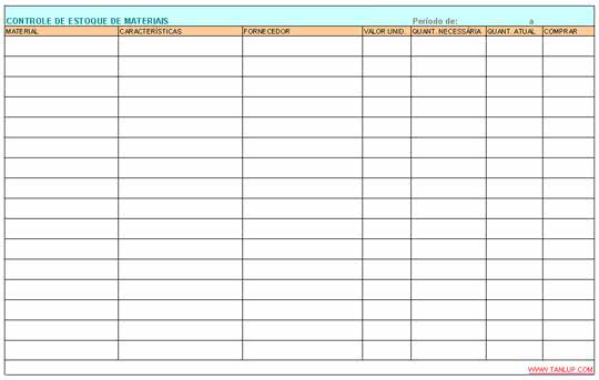 Planilha de Controle de Materiais 6