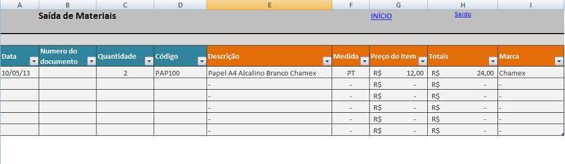 Planilha de Controle de Materiais 7