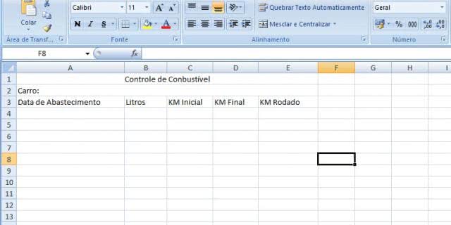 Planilha de KM Rodado