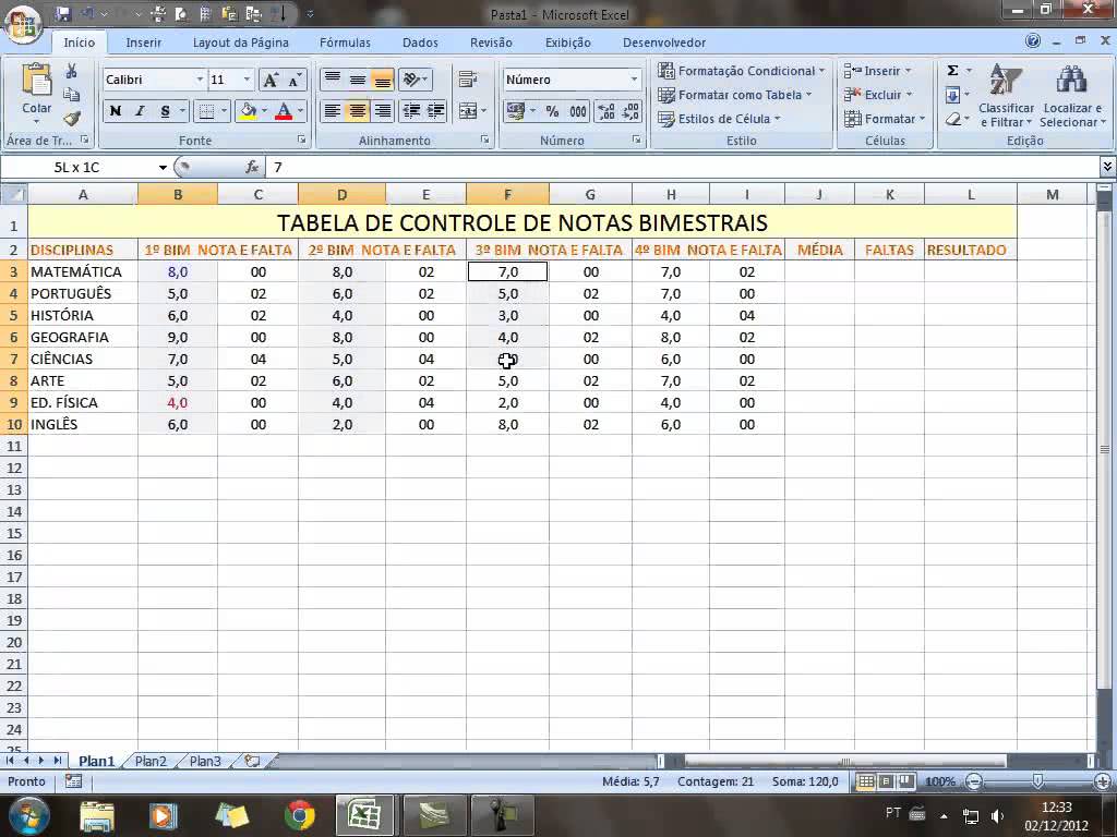 Planilha de Controle de Notas de Alunos 2