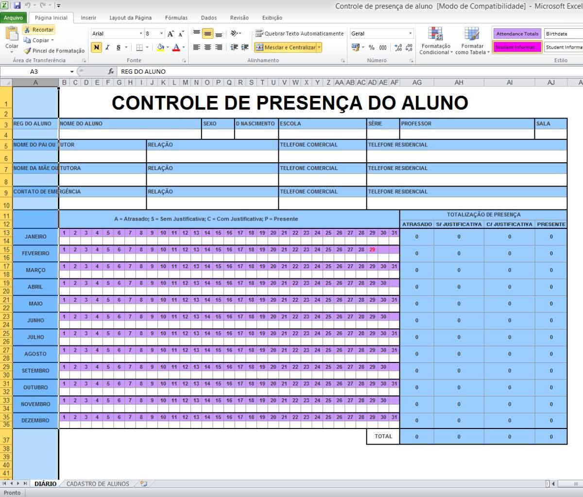 Planilha de Controle de Notas de Alunos 4